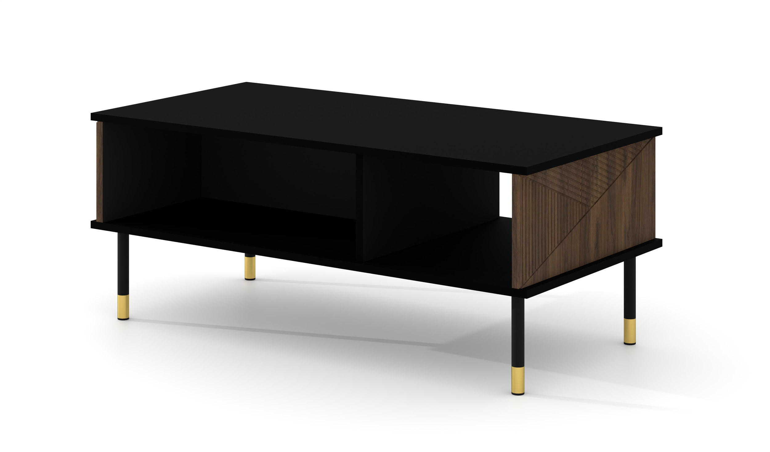 COUCHTISCH Schwarz, Catania Eiche 110/45/55 - Schwarz, Holzwerkstoff (55/110/45cm) - RAUMHIRSCH FURNITURE