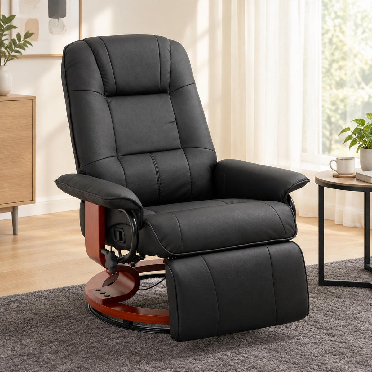 RELAXSESSEL in Schwarz 87x78x100 cm mit verstellbarer Rückenlehne und Fußstütze - Schwarz, Kunststoff (78/100/87cm) - IVMEU