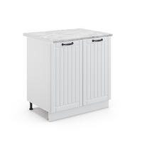 SPÜLENUNTERSCHRANK Fame-Line Weiß Landhaus 80 cm mit Regal, AP Marmor - Creme/Weiß, Holzwerkstoff (80/82/60cm) - Vicco