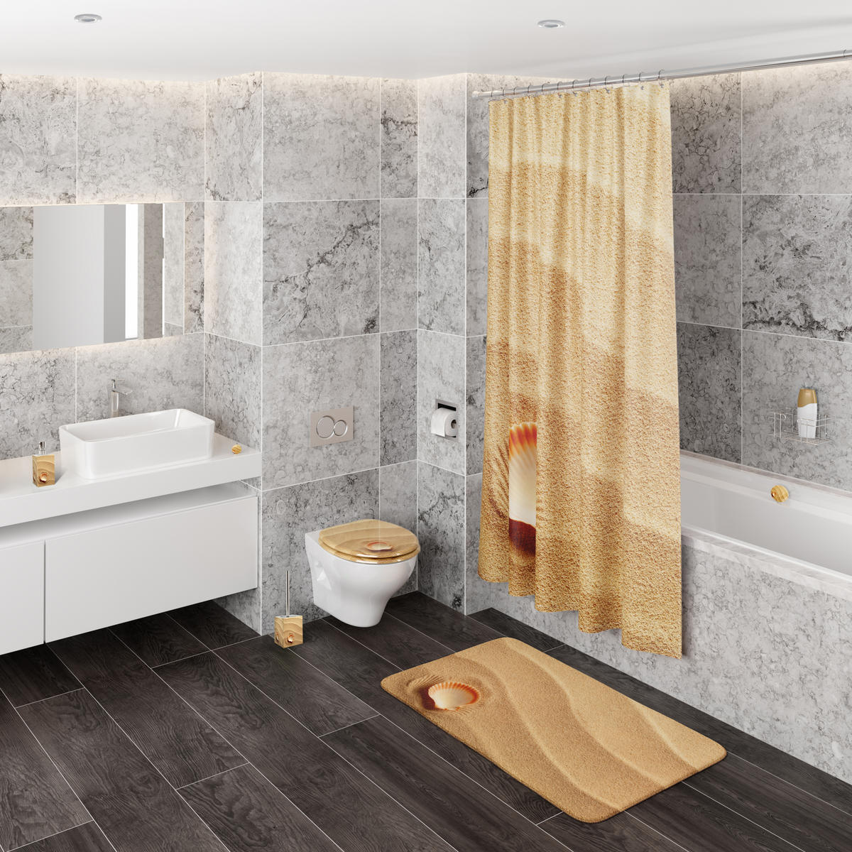 WASCHBECKENSTÖPSEL Clam - Braun, Kunststoff/Metall (4/7/7cm) - Sanilo