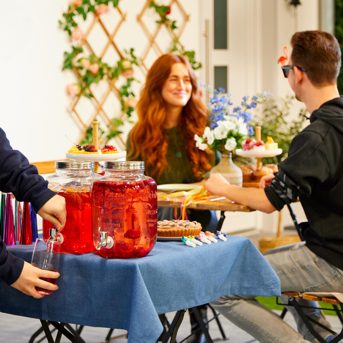 2XDÁVKOVAČ nápojov - priehľadné, kov/plast (4L) - Relaxdays