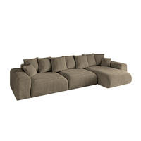ECKSOFA Ottomane rechts ESKAR-L 364x176x84 Braun Velours - Schwarz/Braun, Holzwerkstoff/Kunststoff (176/364cm) - ALTDECOR