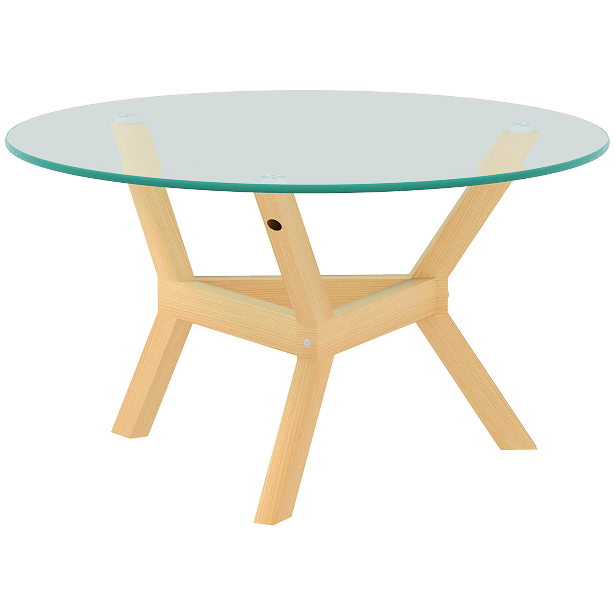 COUCHTISCH aus Hartglas, Wohnzimmertisch mit verstellbaren Fußpolstern rund - Transparent, Metall (80/80/45cm) - HOMCOM