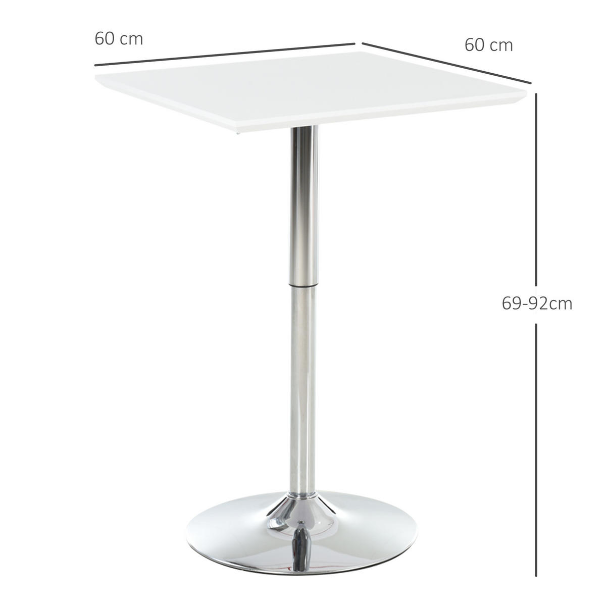 BARTISCH, MDF-Platte, Stahl, Weiß - Weiß, Kunststoff (60/92/60cm) - HOMCOM