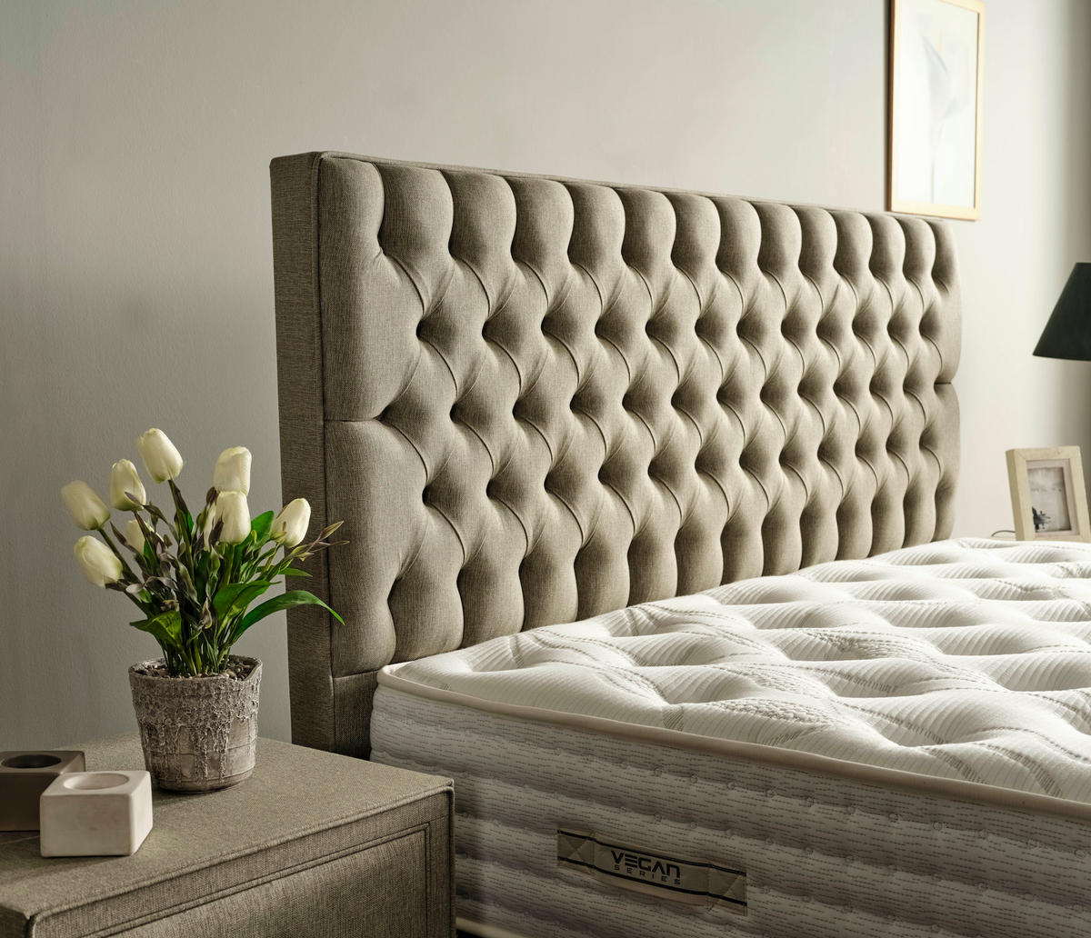 POLSTERBETT-SET Vegan 180x200 Grün - Bett inkl. Matratze - Grün, Metall (180/200cm) - Villa Möbel