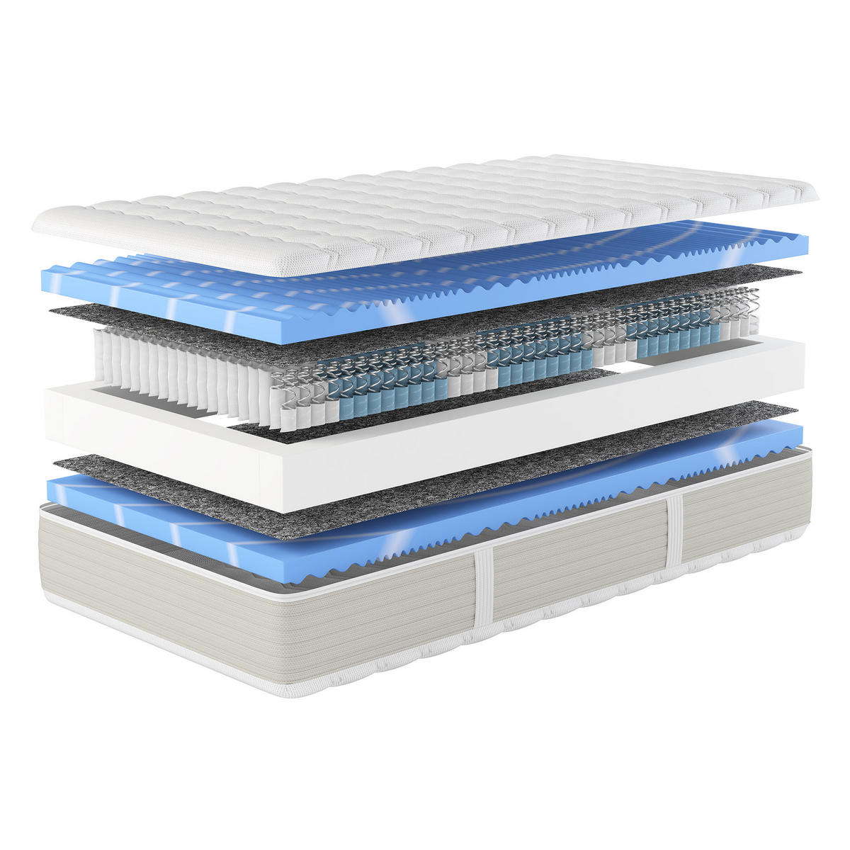 TASCHENFEDERKERN-MATRATZE "XXL Gelstar T-1000", H4, 80 x 200 cm, Höhe: ca. 25 cm - Weiß, Textil (80/200cm) - Hn8 Schlafsysteme