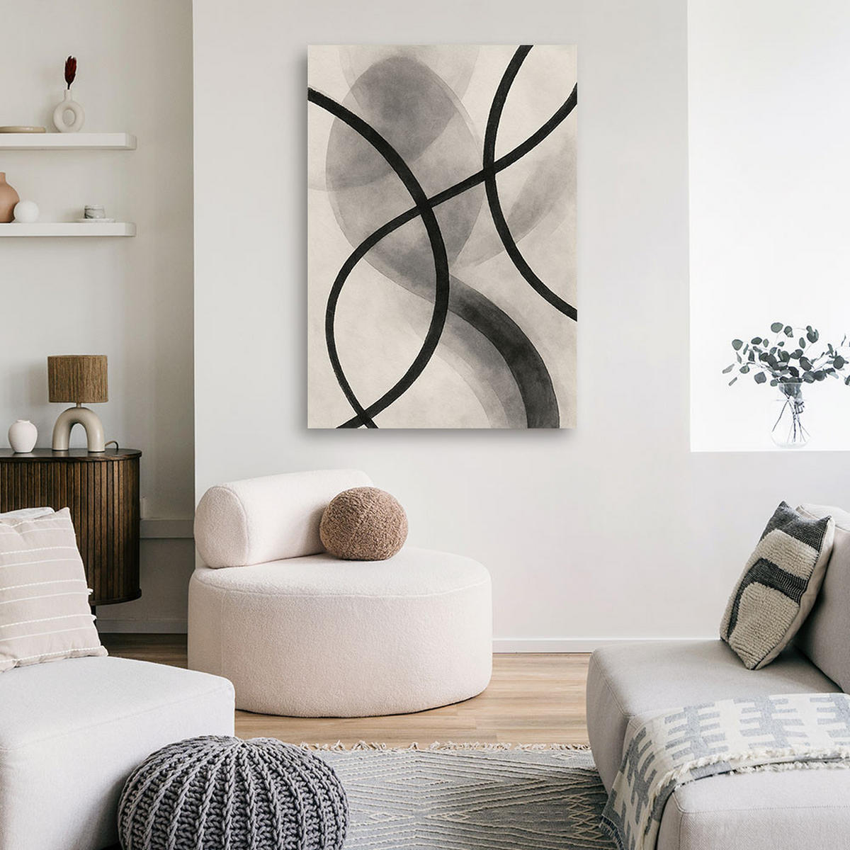 LEINWANDBILD Abstraktion 70x100cm - Grau, Textil (70/100cm) - Feeby