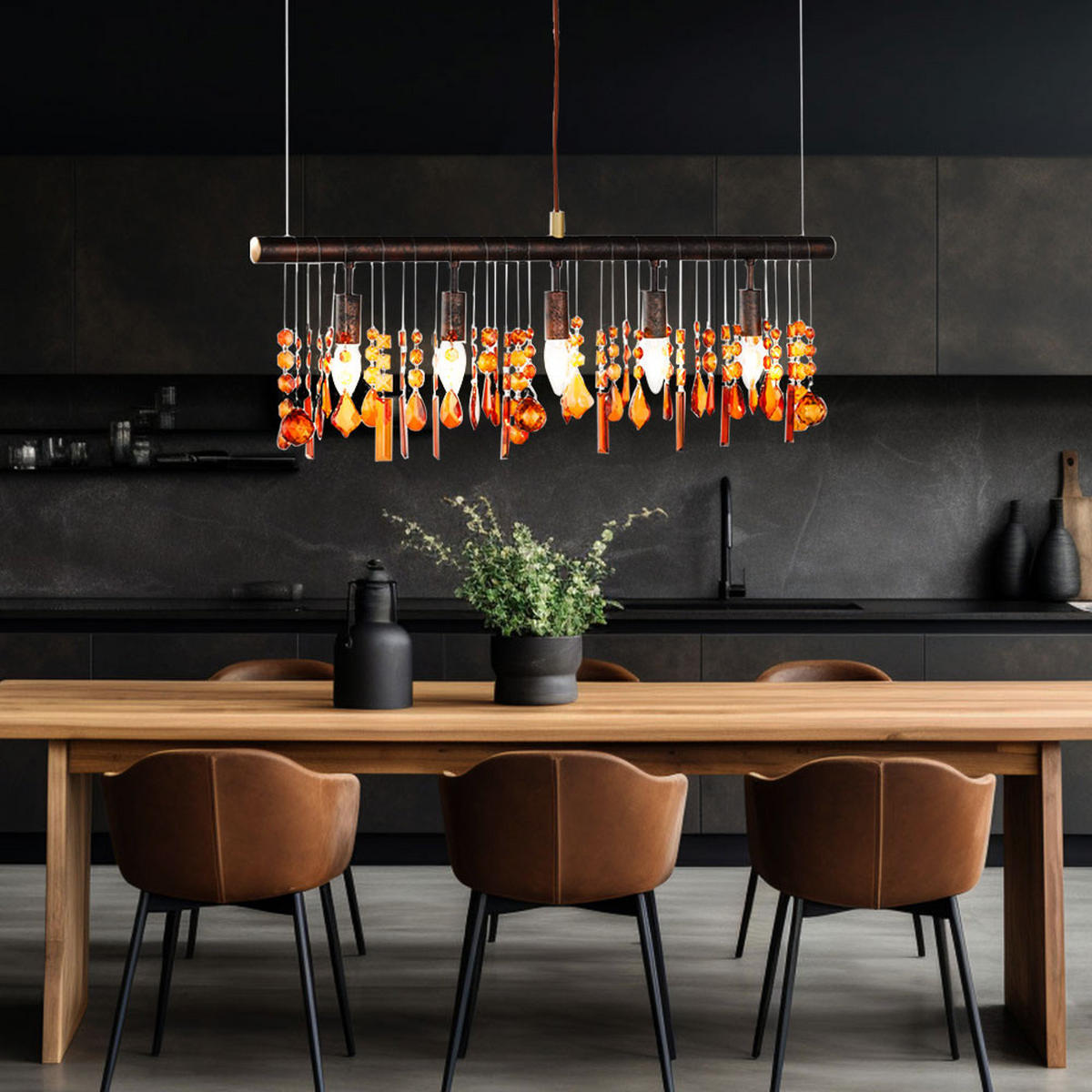 LED HÄNGELEUCHTE Metall Braun Kristall-Optik - Braun, Metall (80/9.8/150cm)