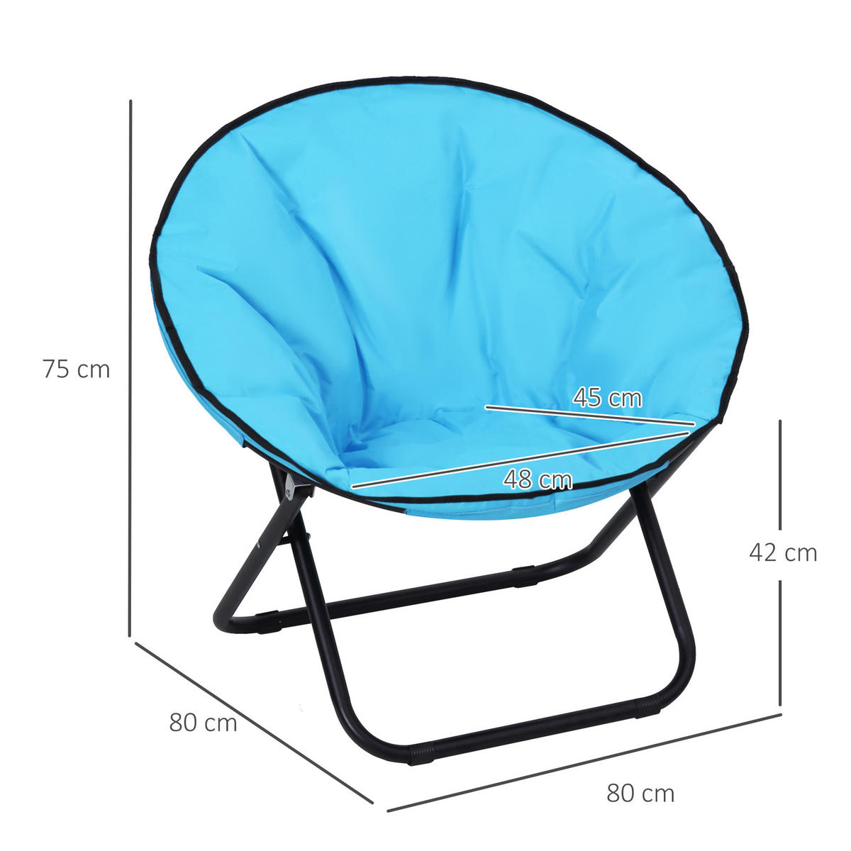 KLAPPSTUHL, Metall, 600D-Oxfordstoff, Blau - Blau, Metall (80/75/80cm) - Outsunny