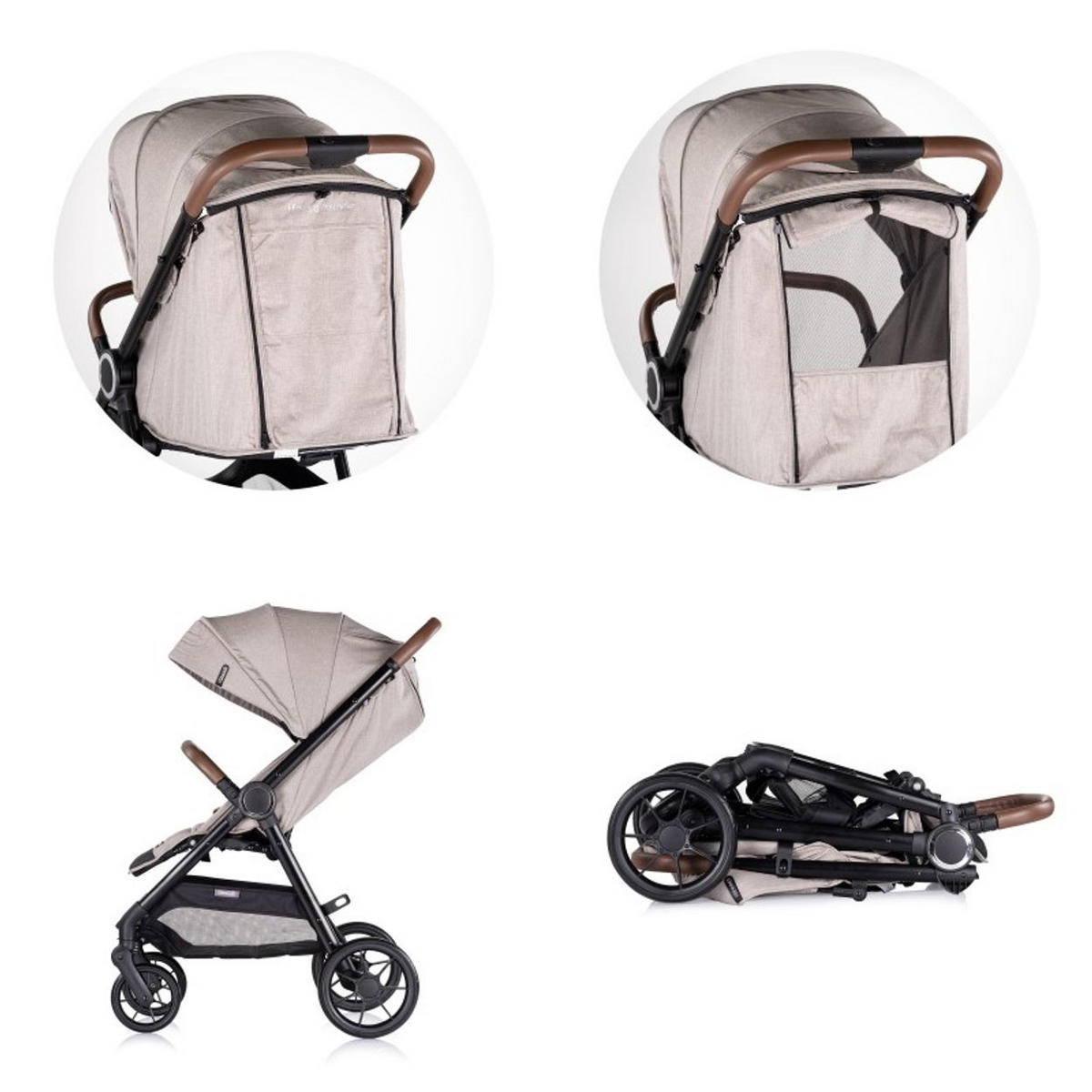 KINDERWAGEN Ultera beige klappbar Korb Federung Hinterradbremse Gurt - Beige, Metall (75/56/102cm) - Chipolino