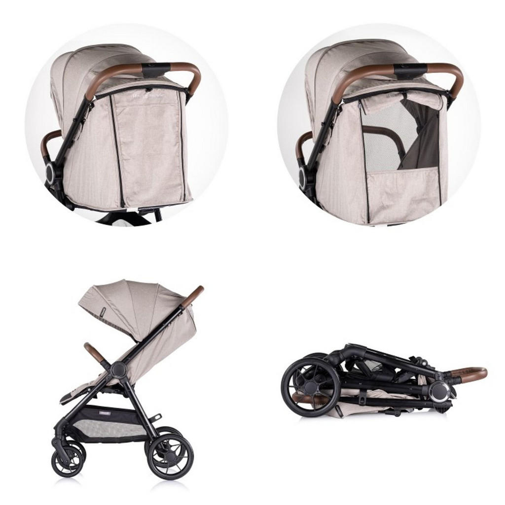 Thumbnail - Chipolino Kinderwagen, Beige, Metall, 56x102x75 cm, unisex, Baby on Tour, Kinderwagen, Buggys