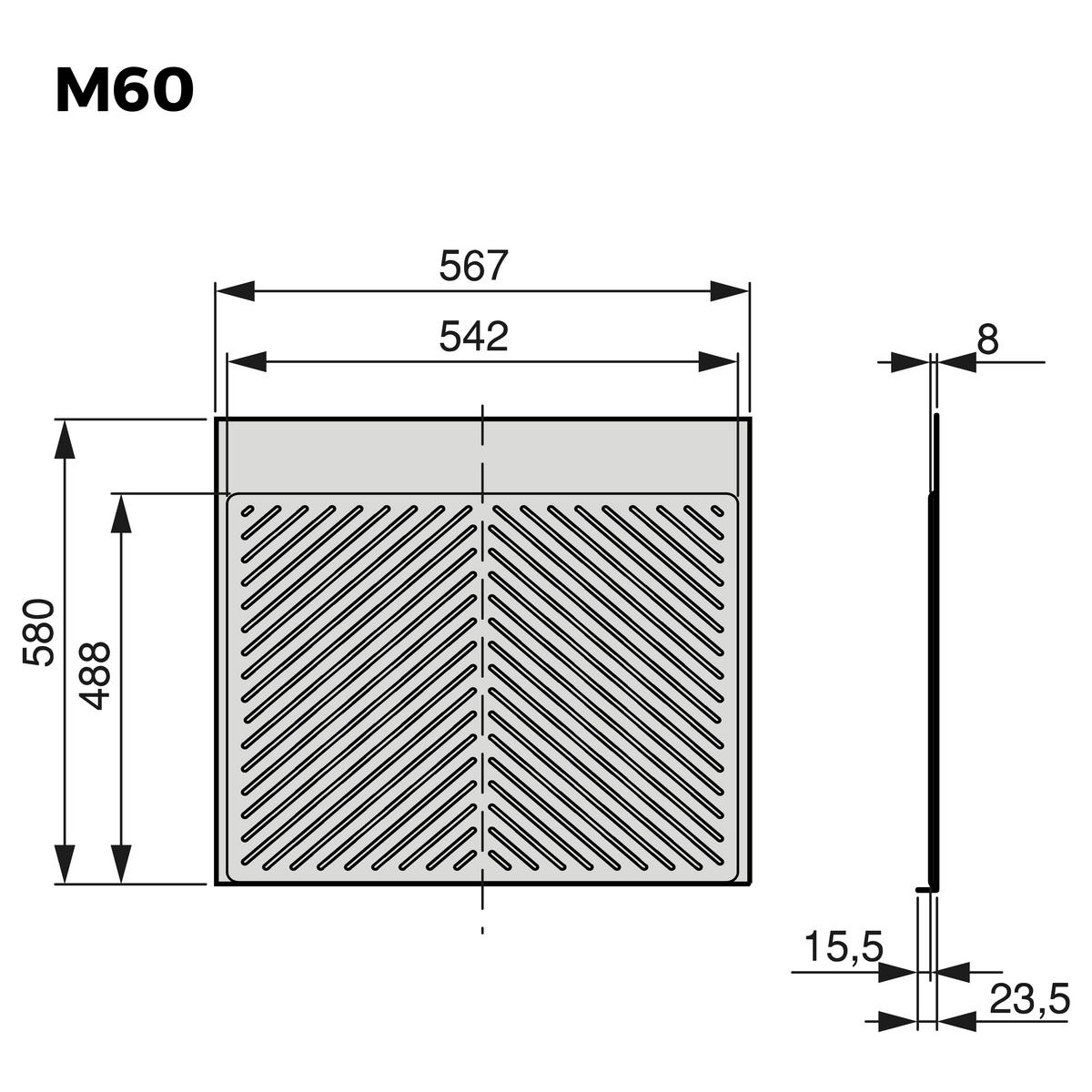 SCHUTZ für Böden von Küchenmöbeln Modell Sink, M60, 567x580mm, Brettstärke 16mm, schneidbar, Kunststoff, Anthrazitgrau - Anthrazit, Kunststoff (60.6/9/77.5cm) - EMUCA