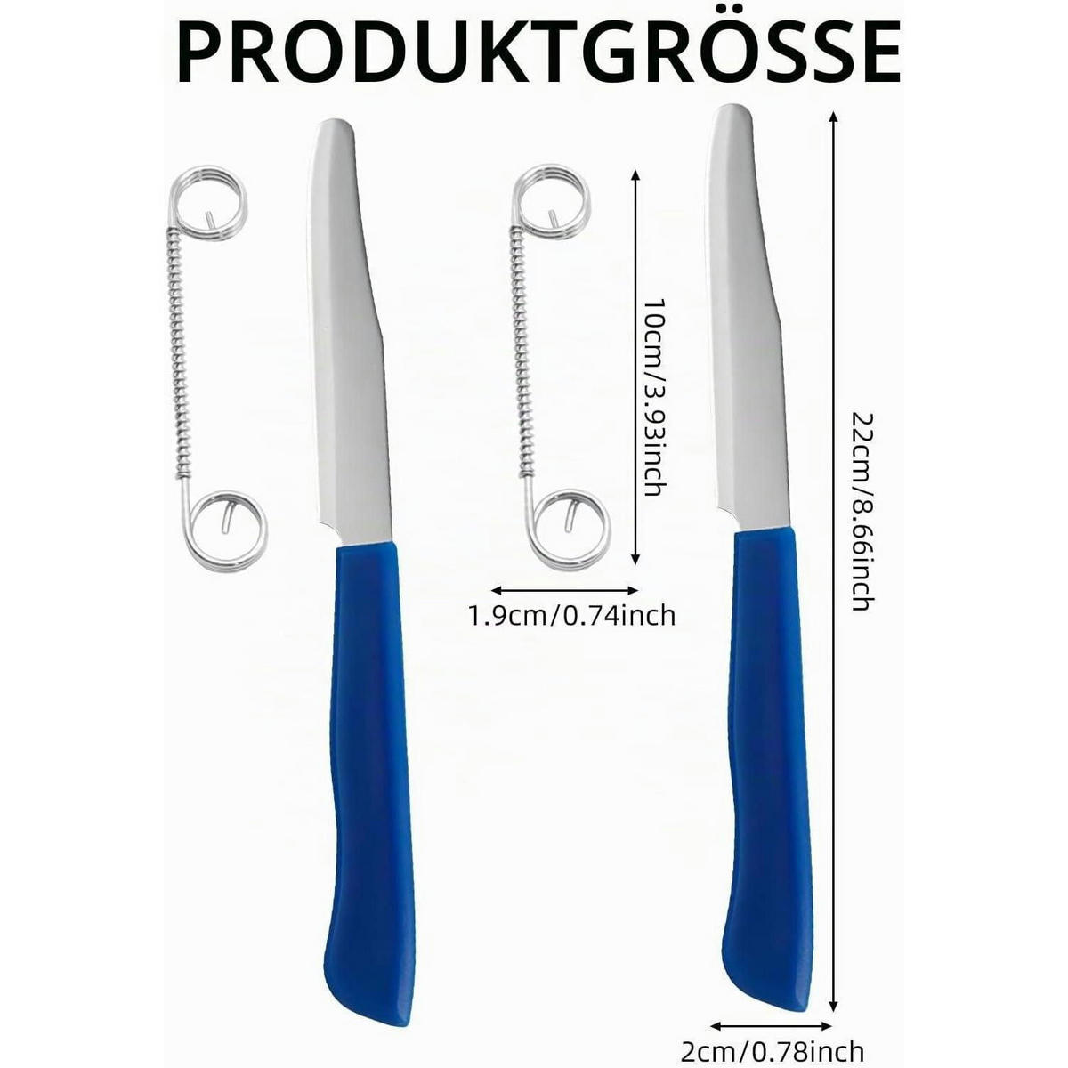 GEMÜSEMESSER 2-teiliges Set Edelstahl mit Feder - Silberfarben, Metall (22cm)