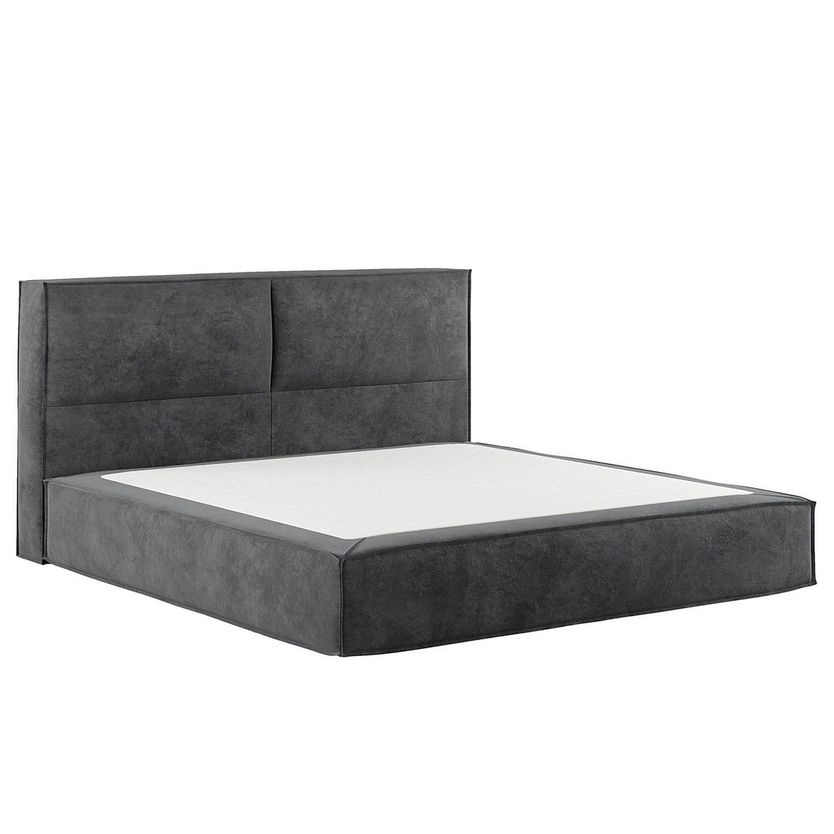 BOXSPRINGBETT mit Kopfteil - Premium - Anthrazit, Textil (200/200cm) - home24