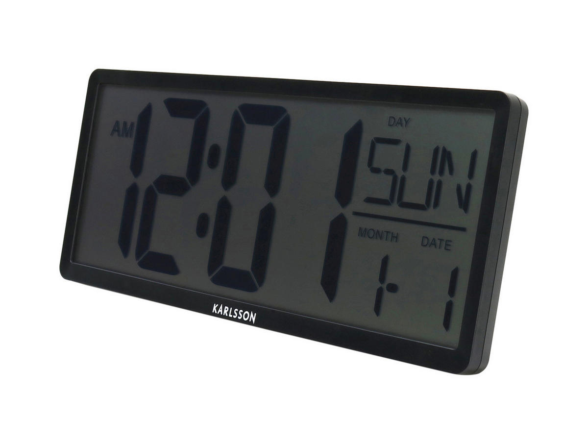 WANDUHR Retro LCD 34.8/34.8/14.8 cm - Schwarz, Kunststoff (34.8/14.8/34.8cm) - Karlsson