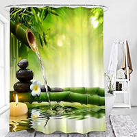 DUSCHVORHANG Grün Polyester schimmelresistent wasserdicht Stoff Zen mit Haken - Grün, Textil (180/120cm) - MCBOSON