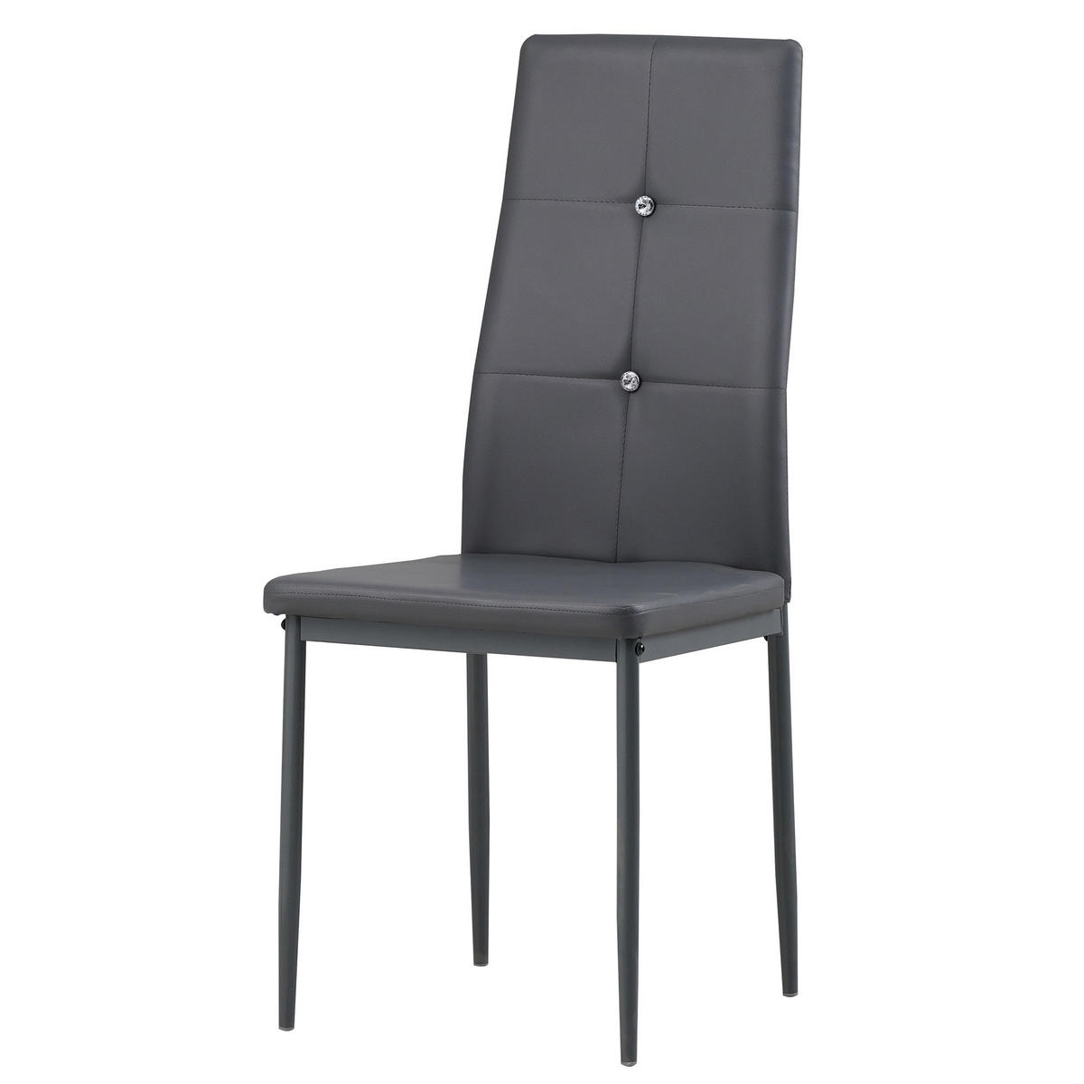 STUHL DIAMOND Lederimitat Metallbeine 4er Set Grau - Schwarz, Kunststoff/Metall (42/98/40cm) - Albatros
