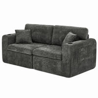 2-SITZER-RELAXSOFA mit Getränkehalter und Tasche, Chenille Schwarz - Schwarz, Kunststoff (220/89/100cm) - Meubliv