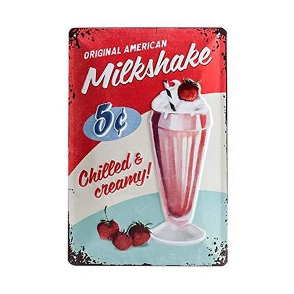 BLECHSCHILD 20/30 cm USA Milkshake - Multicolor, Metall (20/30/0.2cm) - Nostalgic-Art