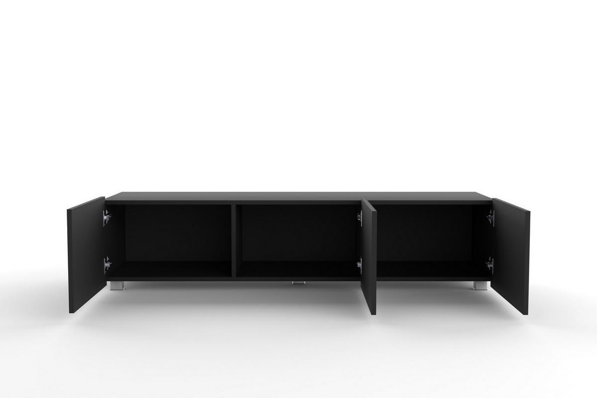 TV-LOWBOARD Kolder 150 cm Schwarz mit geriffelten Fronten - Silberfarben/Schwarz, Holzwerkstoff/Kunststoff (150/38/43cm) - Ravio