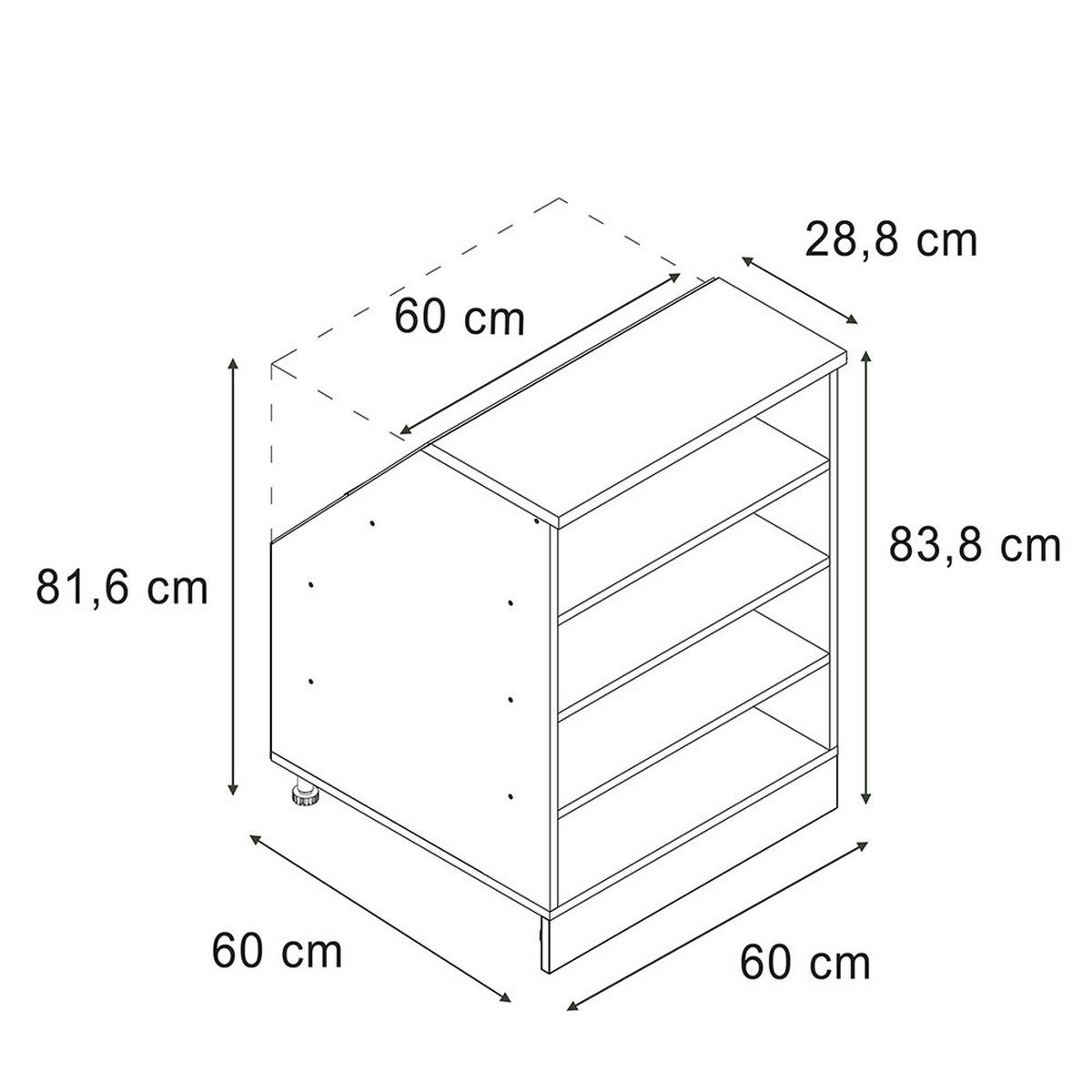 SKRIŇA POD ŠIKMÚ STRECHU Rion antracitová 60 x 81.8 cm s 4 priehradkami, korpus skrine hĺbka 60 cm - antracitová, kompozitné drevo (60/83.8/60cm) - Vicco