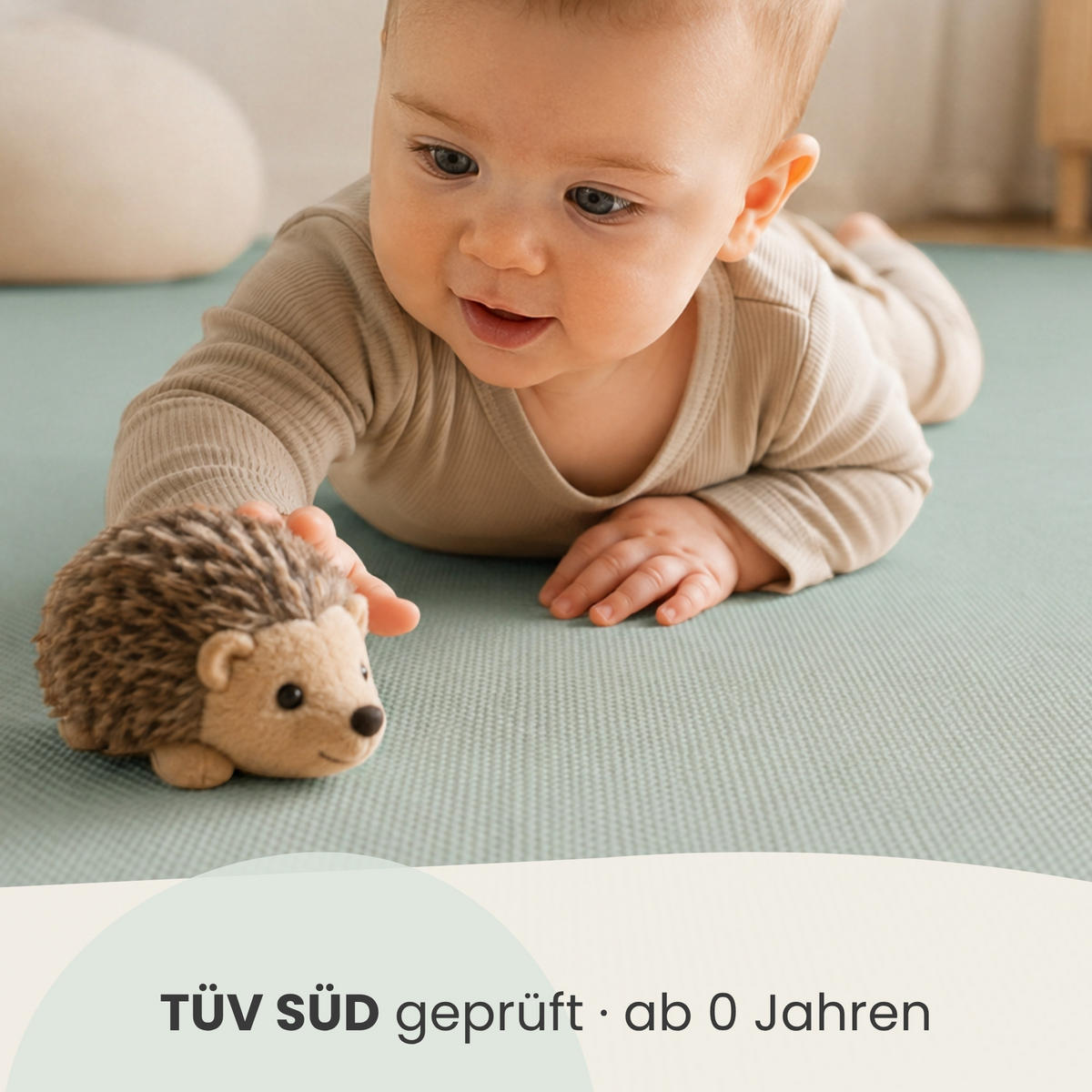 SPIELMATTE ab Null - 180/90/1 cm Puzzlematte Mint - Mintgrün, Kunststoff (30/30cm) - Littletom