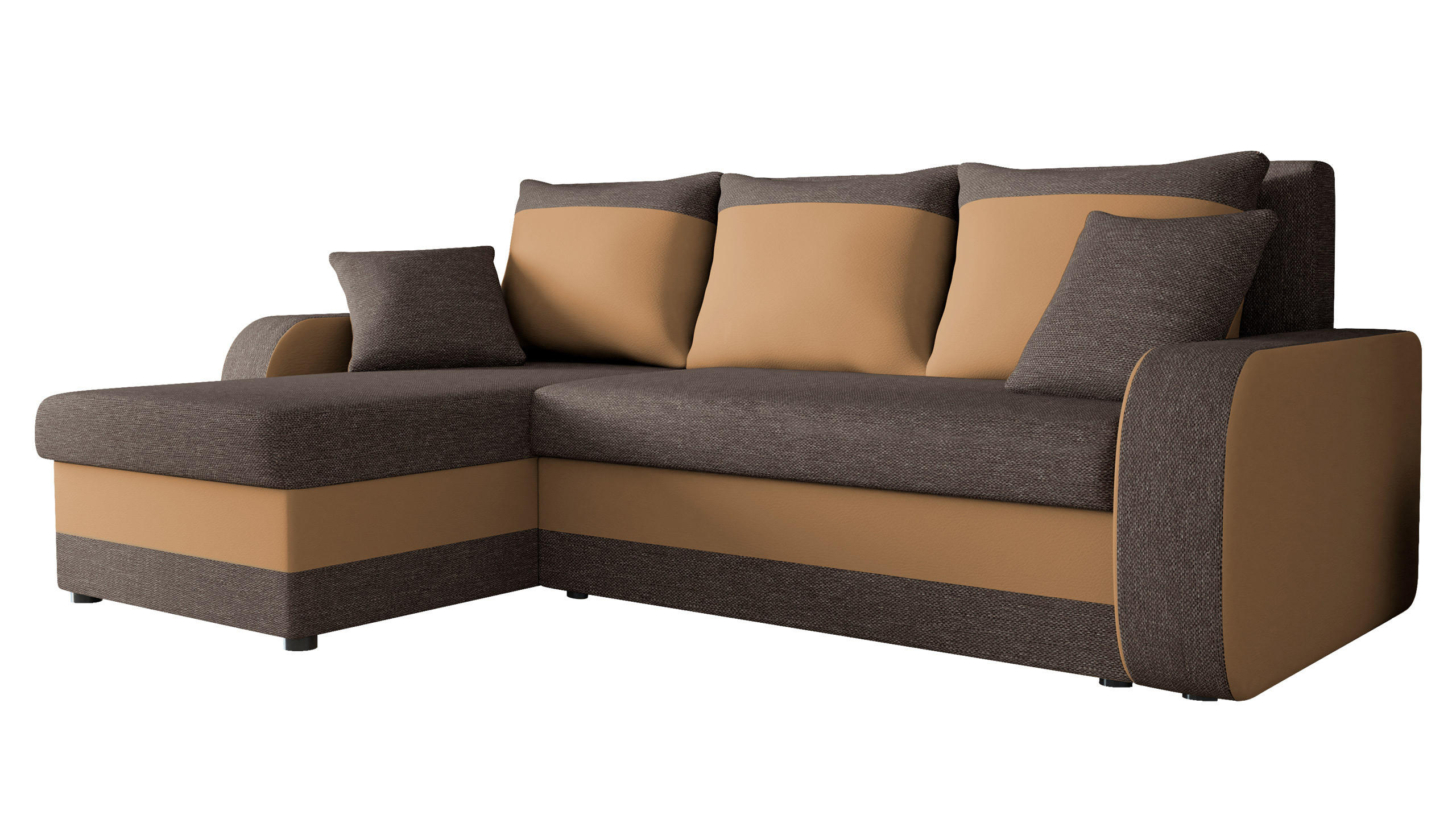 ECKSOFA Kris Lux - Schwarz/Cappuccino, Holz/Kunststoff (238/147cm) - MIRJAN24