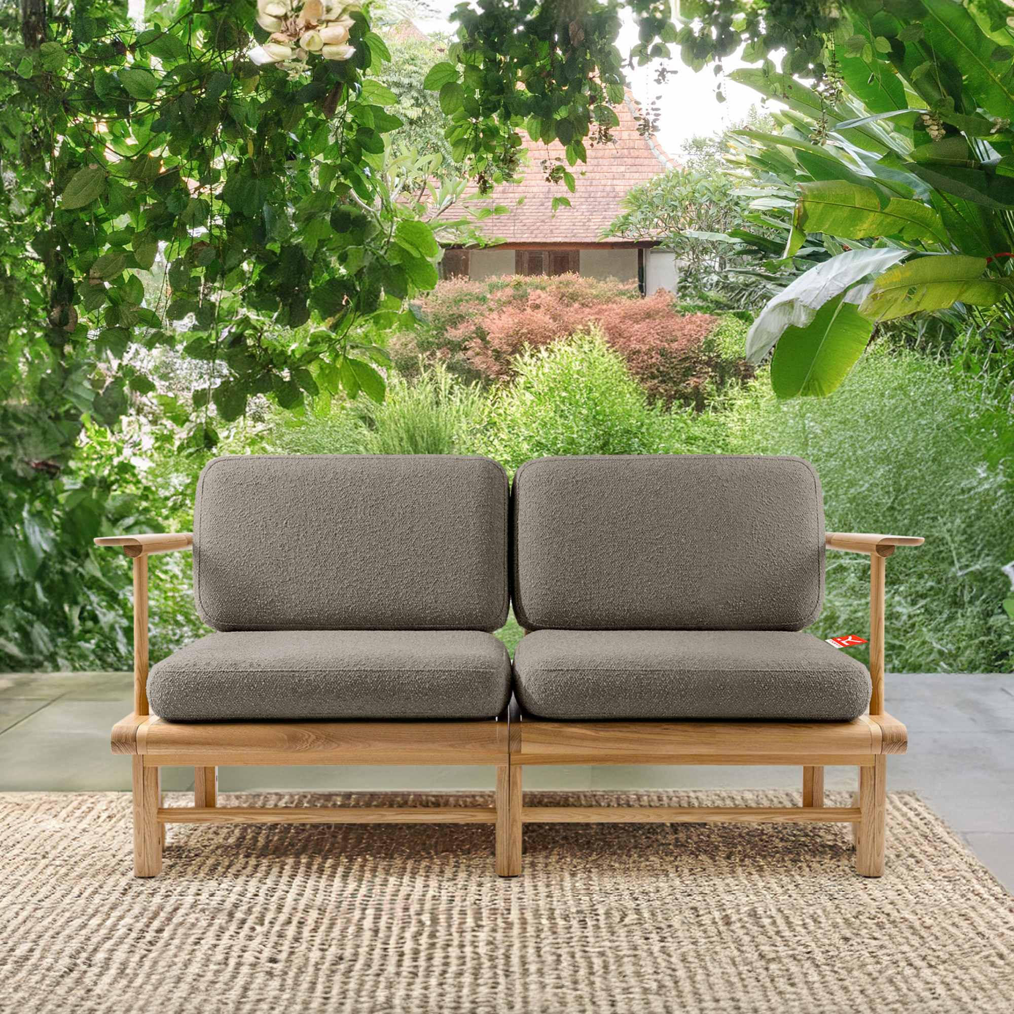 GARTENSOFA ATREDA 2-Sitzer - Grau, Holz/Textil (160/74/80cm) - KONSIMO®