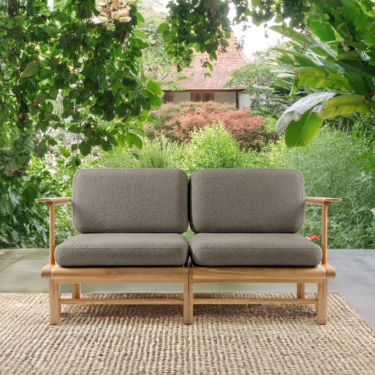 GARTENSOFA ATREDA 2-Sitzer - Grau, Holz/Textil (160/74/80cm) - KONSIMO®