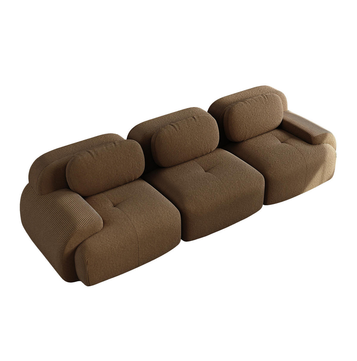 ECKSOFA 298/103/75 cm braun aus Cordstoff mit rahmenlosem Design und modularer Funktion - Braun, Textil (103/75/298cm) - OKWISH