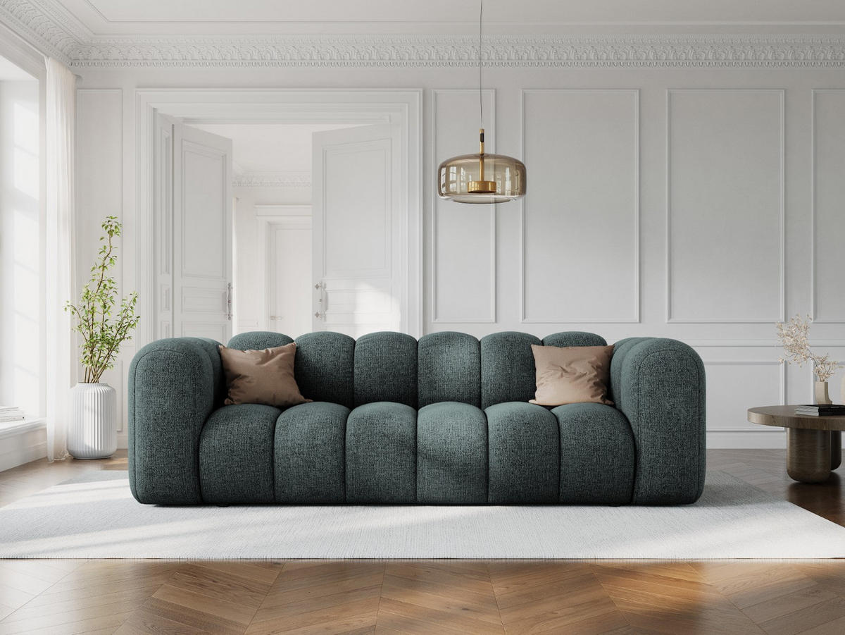 SOFA Lupine aus Chenille-Stoff petrol 3 Sitzplätze - Petrol, Textil (95/70/230cm) - Micadoni