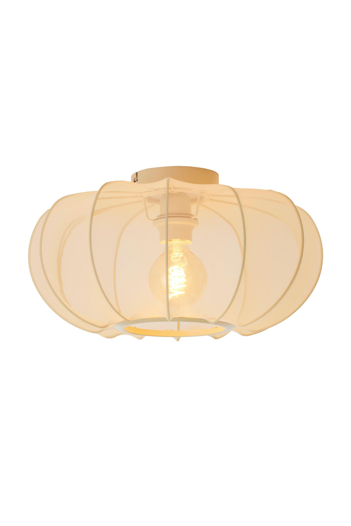 DECKENLEUCHTE Plumalia Braun Ø40/21 cm - Beige, Textil (40/40/21cm) - Light & Living