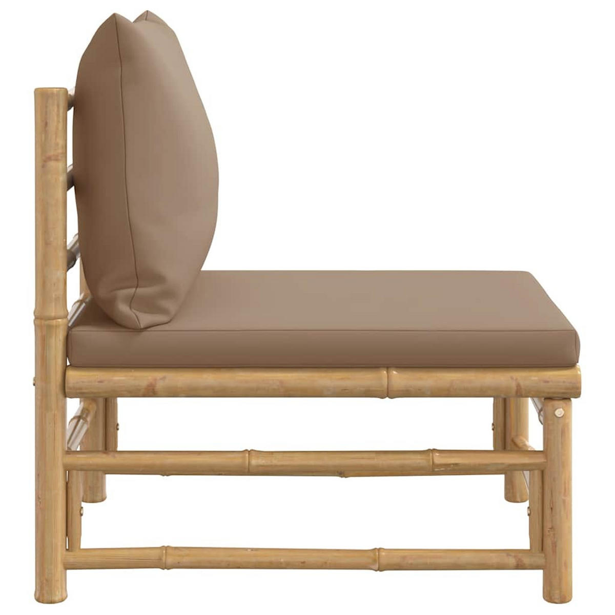 GARTEN-MITTELSOFA Mit Taupe Kissen Bambus - Taupe, Naturmaterialien (69/65/55cm) - vidaXL