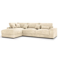 ECKSOFA mit Longchair - Creme/Schwarz, Kunststoff/Textil (340/205cm) - home24