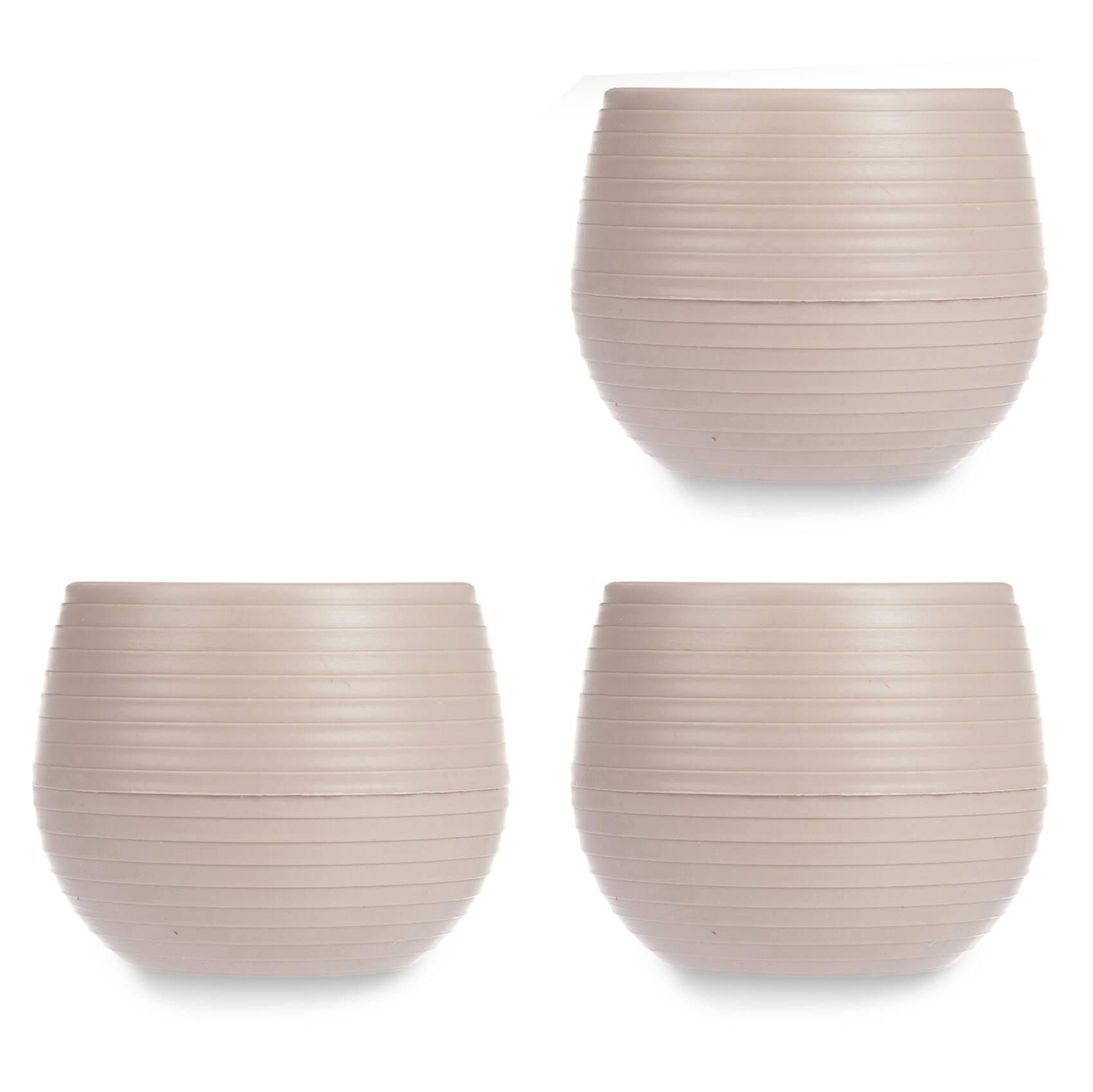 BLUMENTÖPFE Selbstbewässernd Kunststoff 14 cm, 3er-Set - Taupe, Kunststoff (14/14cm)