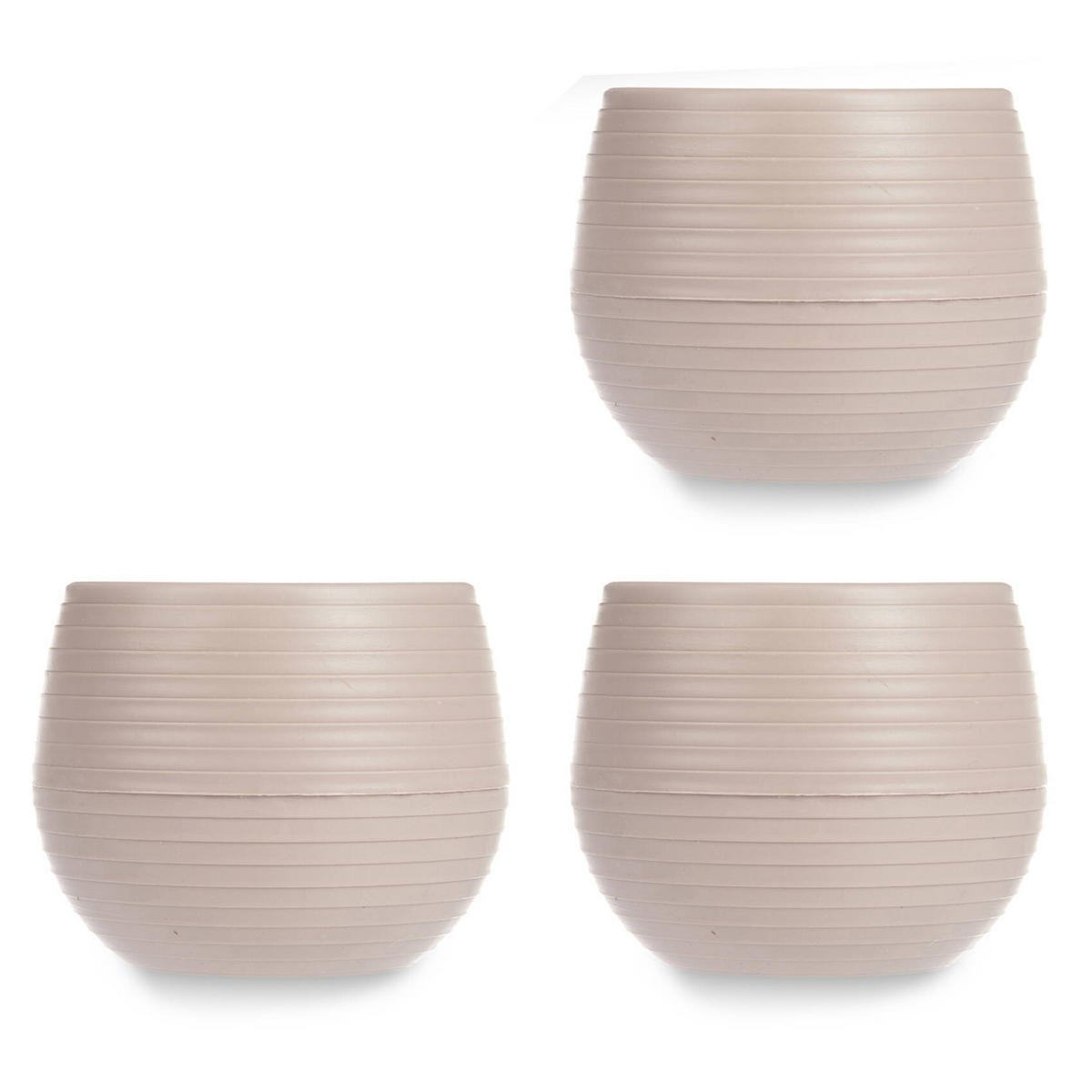 BLUMENTÖPFE Selbstbewässernd Kunststoff 14 cm, 3er-Set - Taupe, Kunststoff (14/14cm)