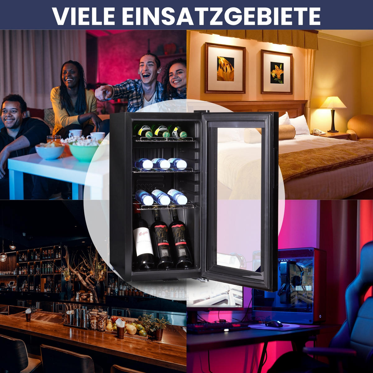 WEINKÜHLSCHRANK GK50 - Schwarz, Metall (40/76cm) - Sommertal