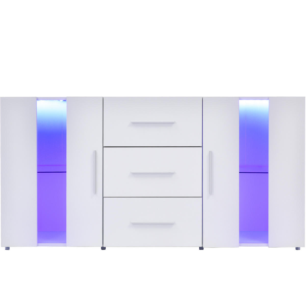 TV-LOWBOARD aus MDF 140x35x70 cm Weiß mit LED-Beleuchtung, 3 Schubladen und Stauraum - Weiß, Holzwerkstoff (140/70/35cm) - IVMEU