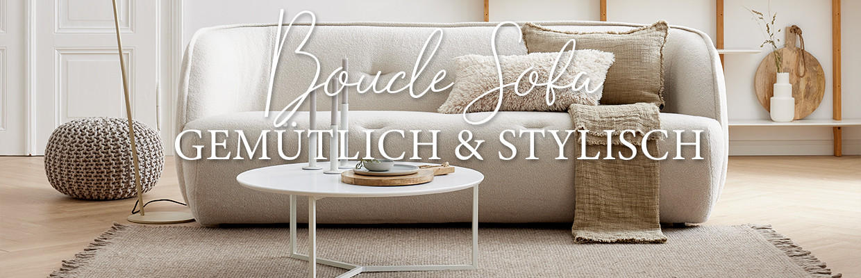 Beigfarbene Boucle Couch in Skandi-Stil