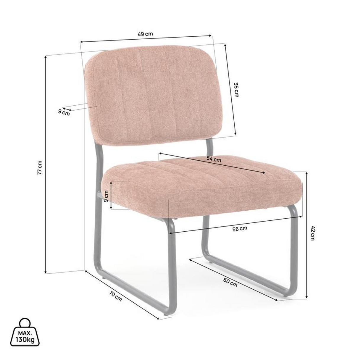 SESSEL terrakotta gepolstert schwarze Metallbeine und Chenille-Stoff - PAOLA - Rot/Schwarz, Textil/Metall (56/77/70cm) - Sicaan