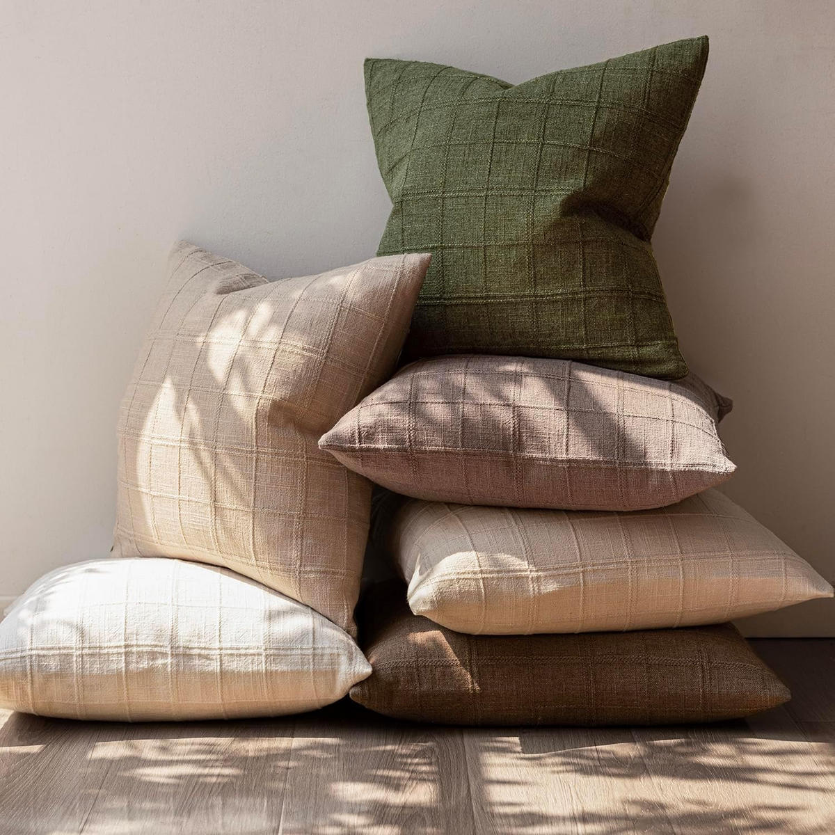 KISSENBEZUG – Füllung nicht enthalten – dunkelgrün – 45 x 45 cm – 2er-Set - Weiß, Textil (45/45cm)