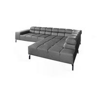 ECKSOFA NELSON Anthrazit Leder - Anthrazit/Schwarz, Leder/Metall (321/216cm) - KAWOLA