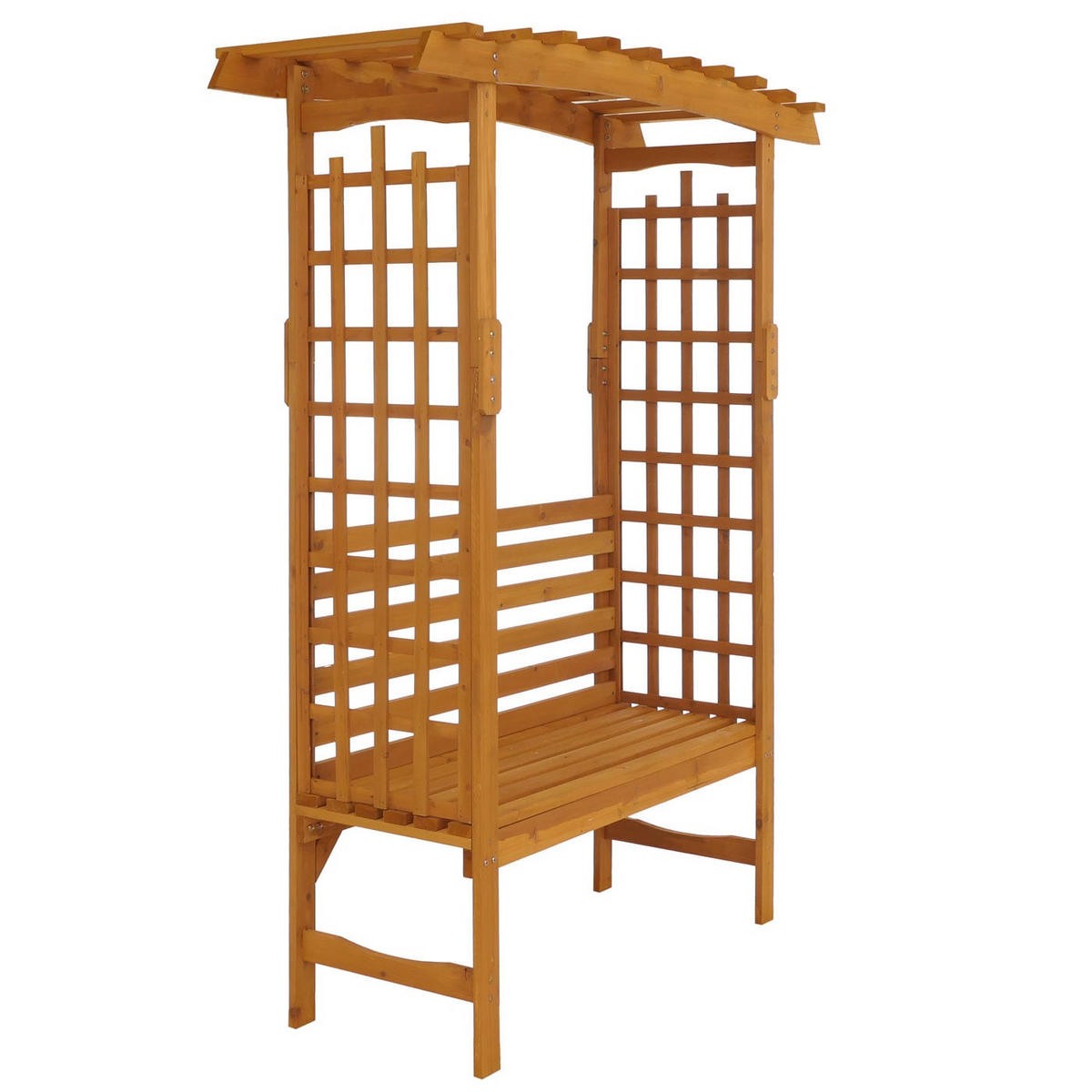 RŮŽOVÝ oblouk s lavičkou, hnědý - hnědá, dřevo (160/201/60cm) - MCW