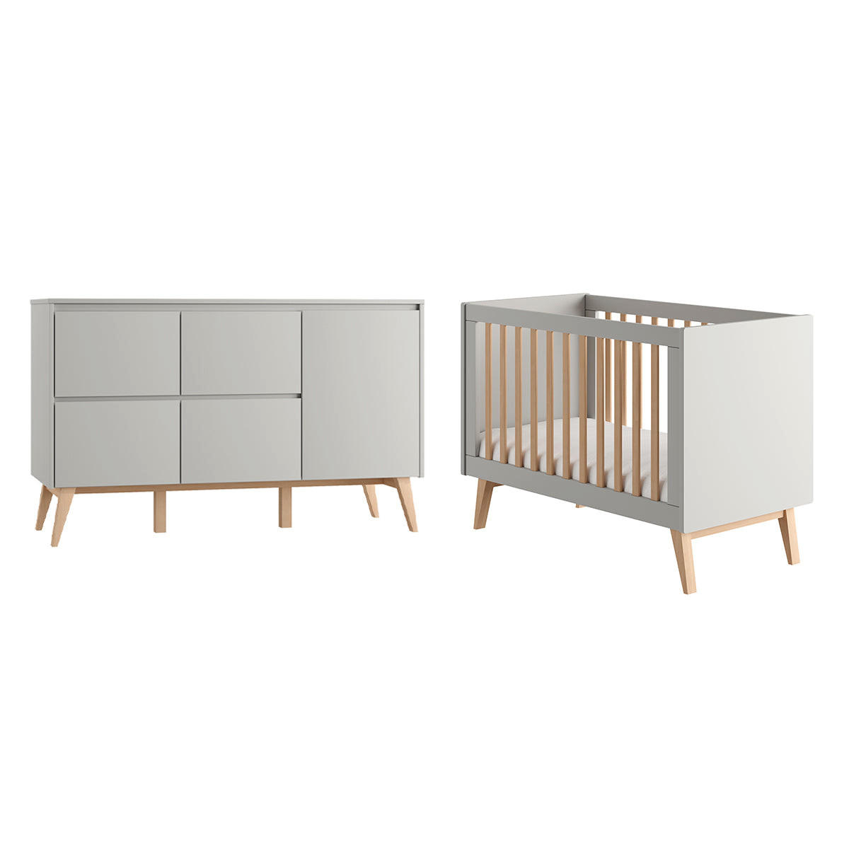SOBA ZA BEBE 2-dijelniSwing Sivo i drvo - siva, drvni materijal (124/89/66cm) - Petits-meubles