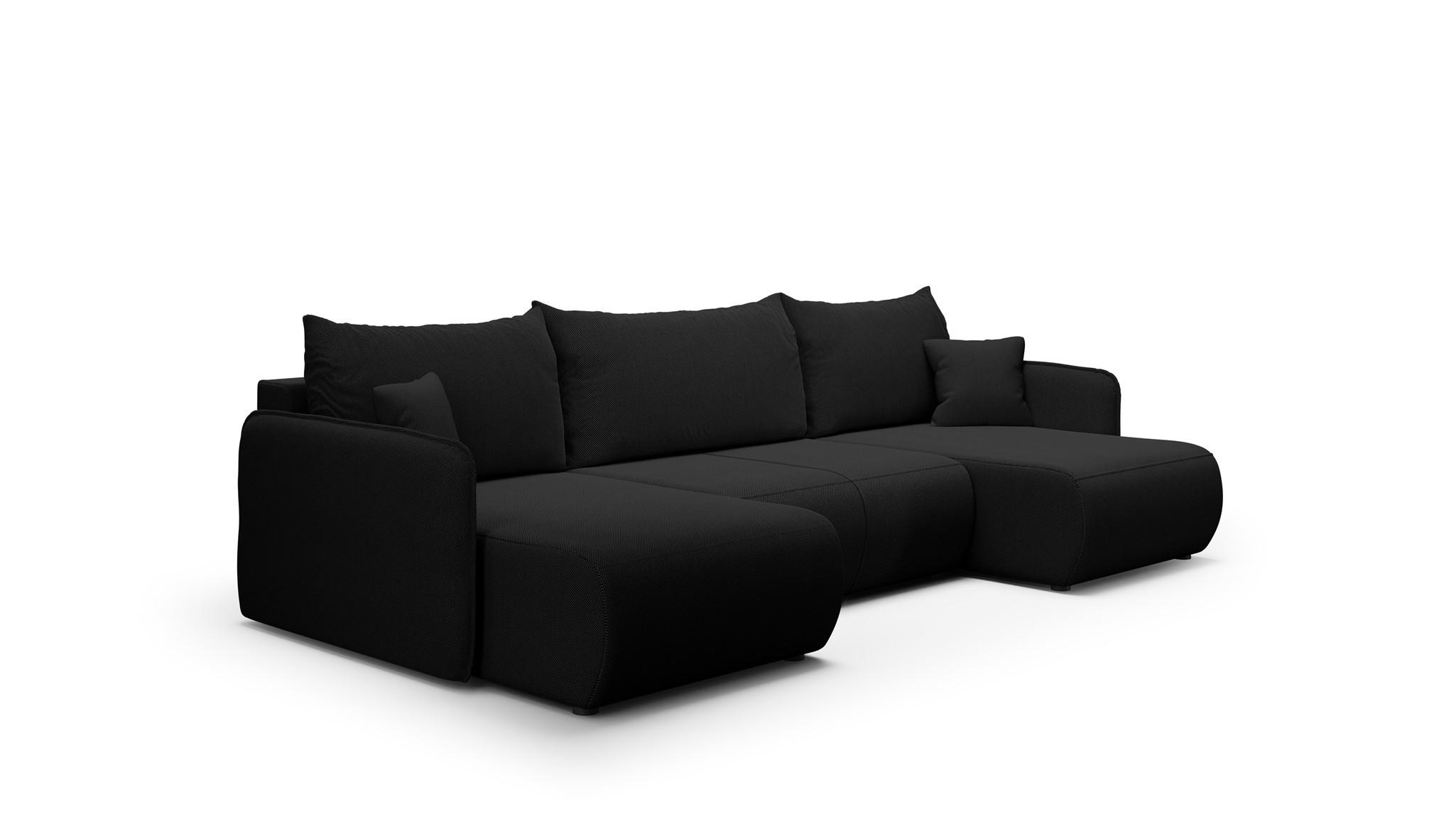 WOHNLANDSCHAFT Calgary - Schwarz, Holzwerkstoff/Textil (290/86/148cm) - Fun Möbel
