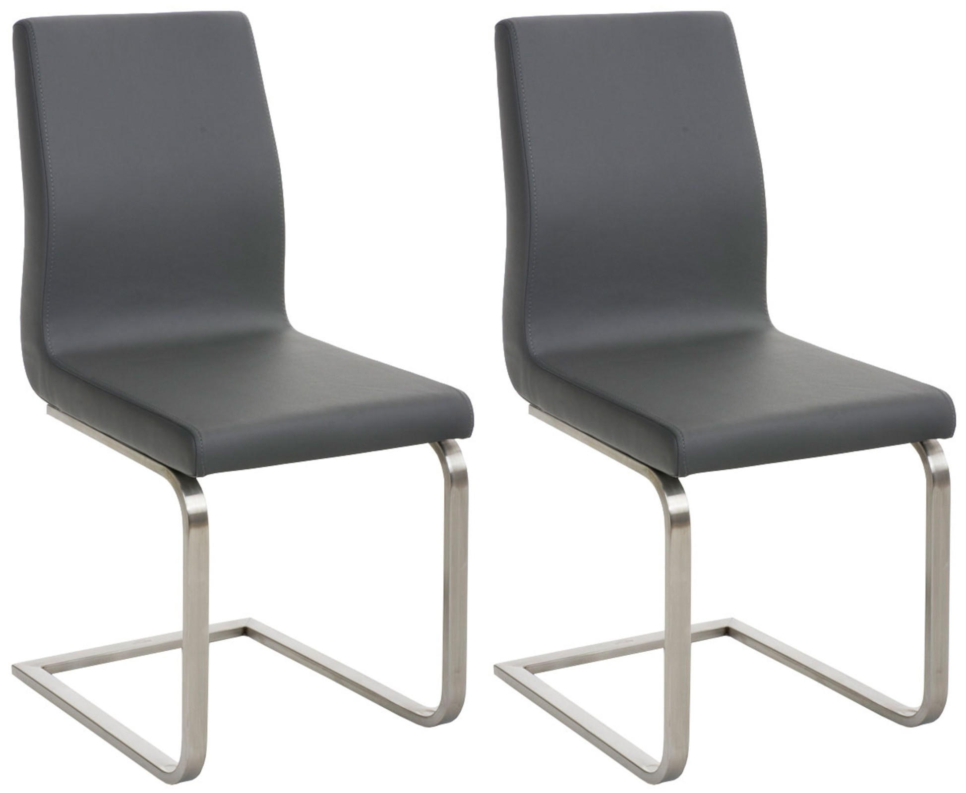 ESSZIMMERSTÜHLE Belfort 2er Set 90x40x50 cm grau - Grau, Leder (40/90/50cm) - furnicato