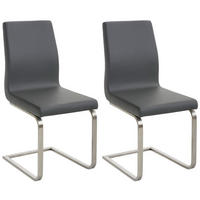 ESSZIMMERSTÜHLE Belfort 2er Set 90x40x50 cm grau - Grau, Leder (40/90/50cm) - furnicato