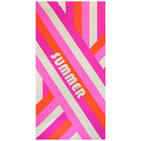 STRANDTUCH Mikrofaser Rosa 75x150 220g/m² - Streifen-Pop - Pink, Textil (150/75cm) - LE COMPTOIR DE LA PLAGE