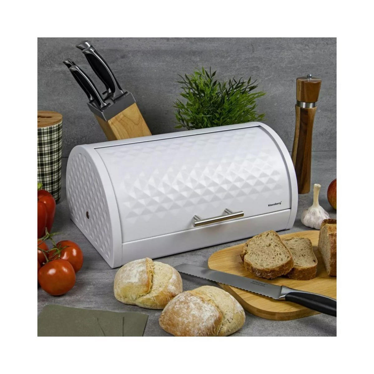 BROTKASTEN Weiß 38/28/18.5 cm KB7541 - Weiß, Metall (28/18.5/38cm) - Klausberg 