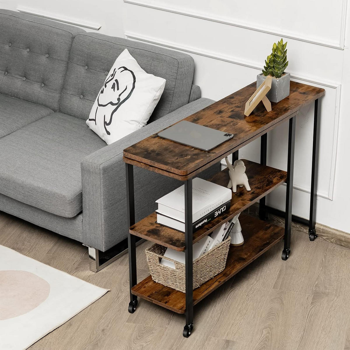 BEISTELLTISCH 73cm Braun - Braun, Holz (157/30/73cm) - COSTWAY